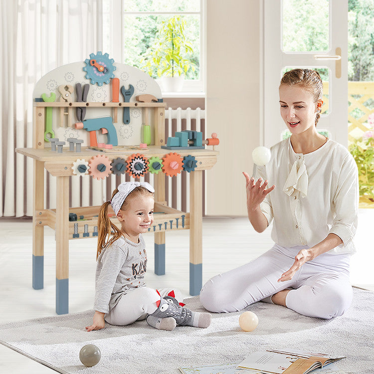 Wooden Pretend Play Tool Bench for Toddlers