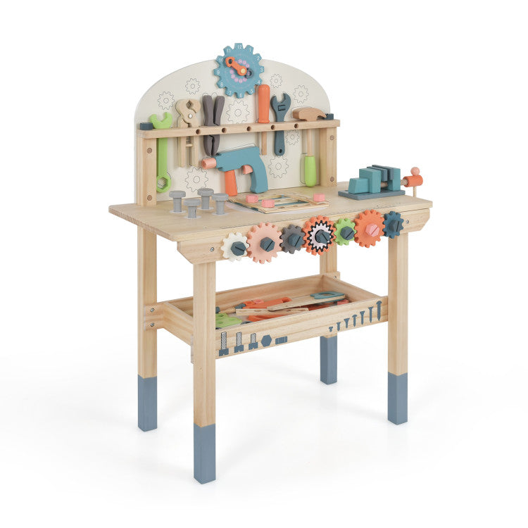 Wooden Pretend Play Tool Bench for Toddlers