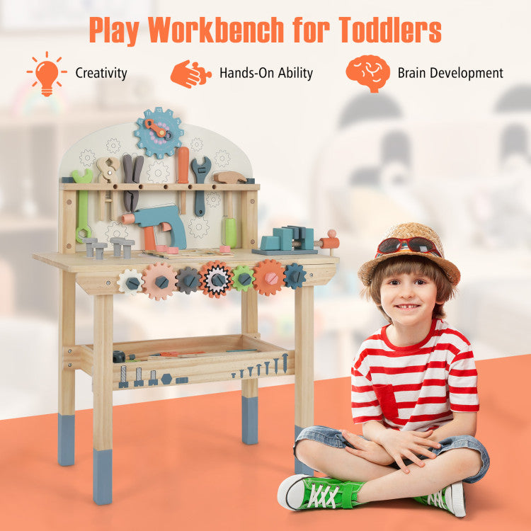 Wooden Pretend Play Tool Bench for Toddlers