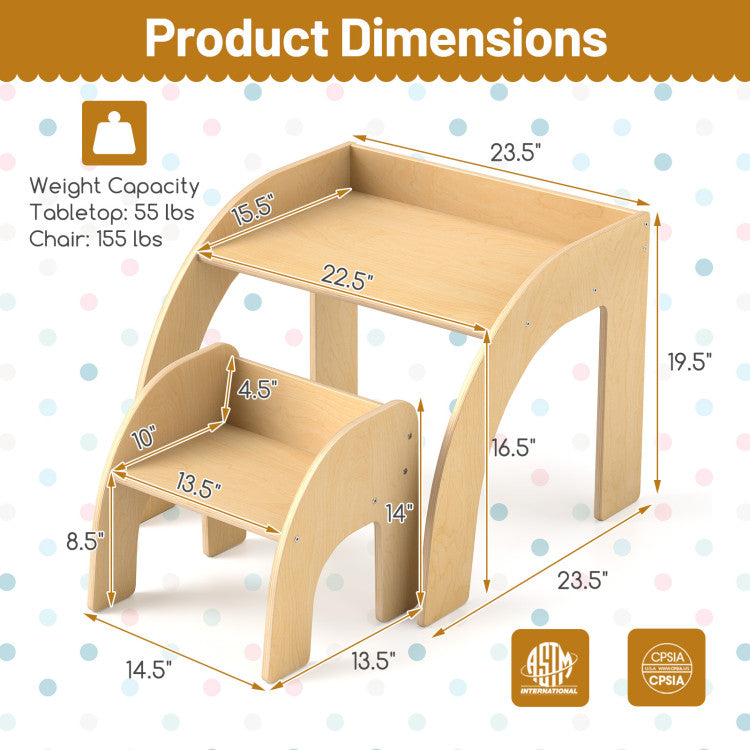 Wide Toddler Activity Table Set for Playroom