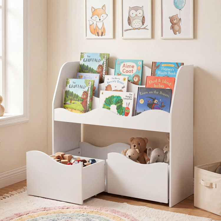 Wooden  Montessori Floor Toy Storage with Rolling Drawers