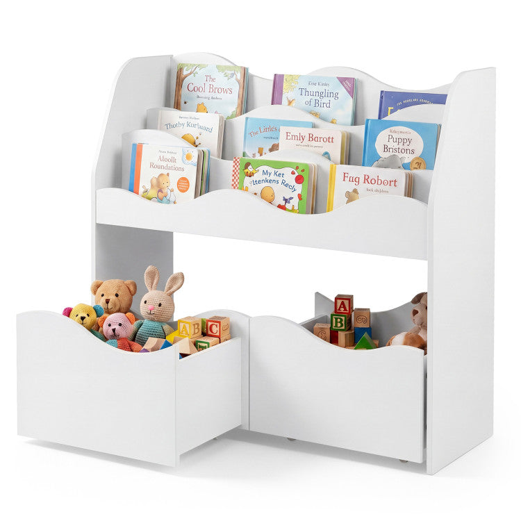 Wooden  Montessori Floor Toy Storage with Rolling Drawers
