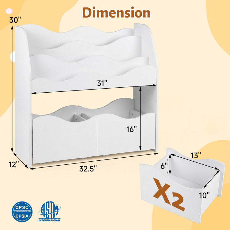 Wooden  Montessori Floor Toy Storage with Rolling Drawers