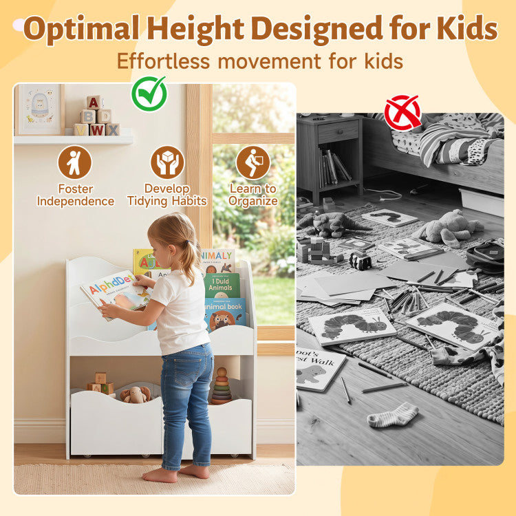 Wooden  Montessori Floor Toy Storage with Rolling Drawers