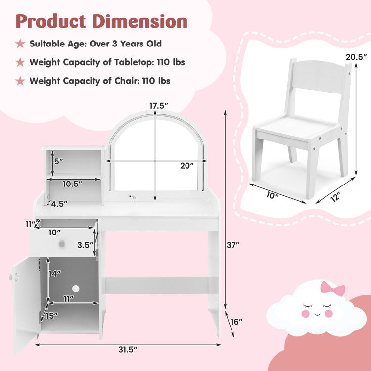 Hicooo® | Vanity Table and Chair Set