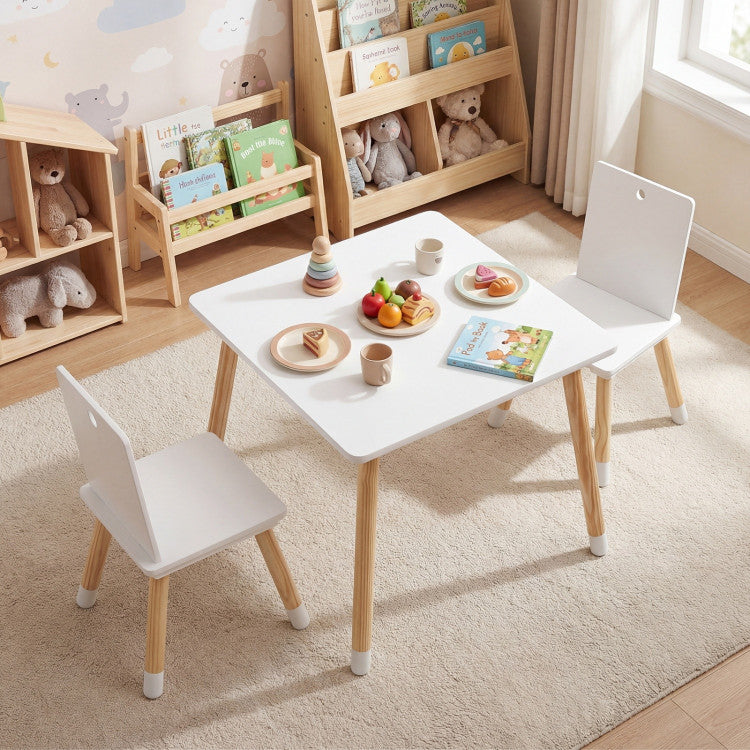 Wooden Table and 2 Chairs Montessori Toddler Activity Table