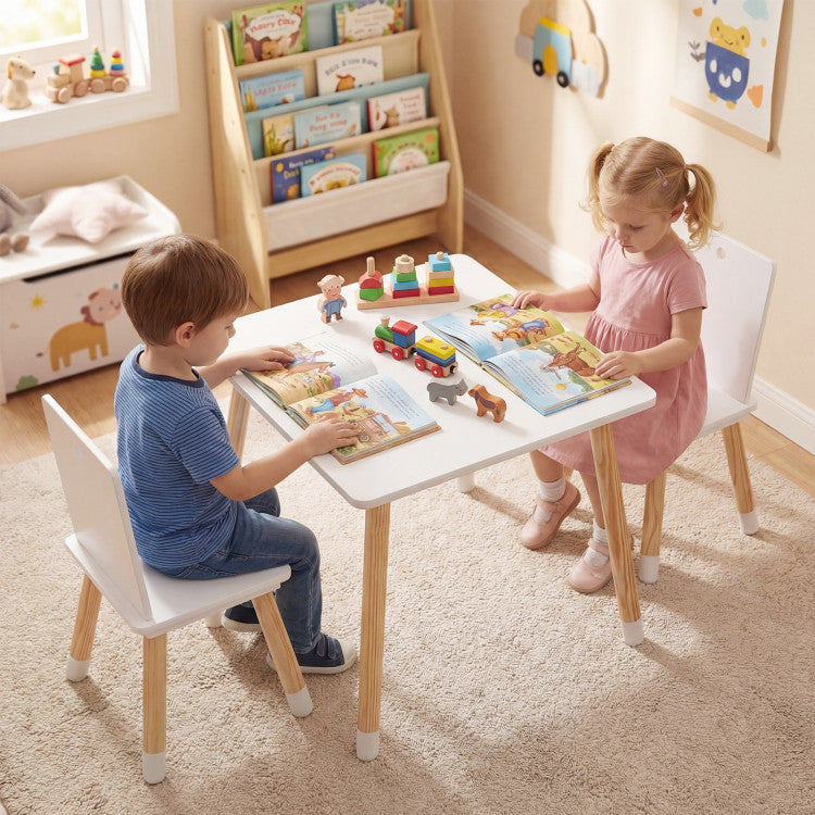 Wooden Table and 2 Chairs Montessori Toddler Activity Table