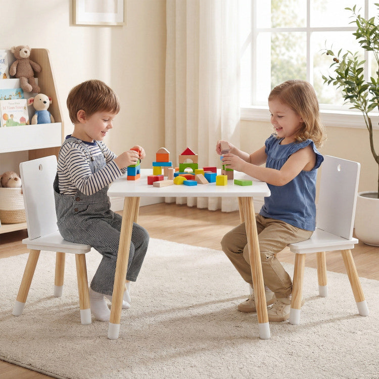 Wooden Table and 2 Chairs Montessori Toddler Activity Table