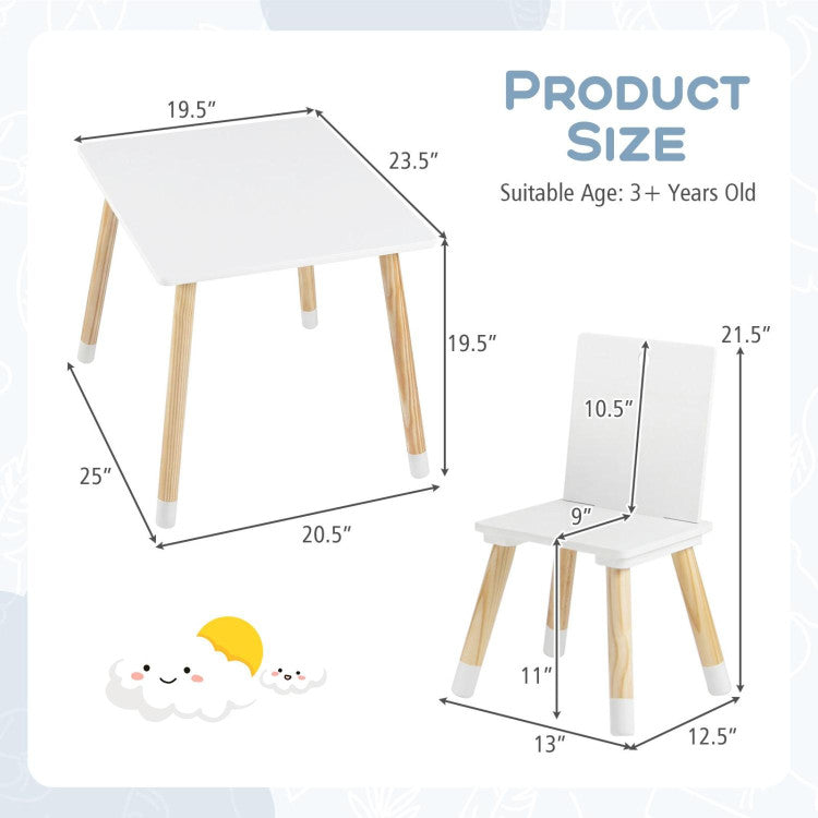 Wooden Table and 2 Chairs Montessori Toddler Activity Table