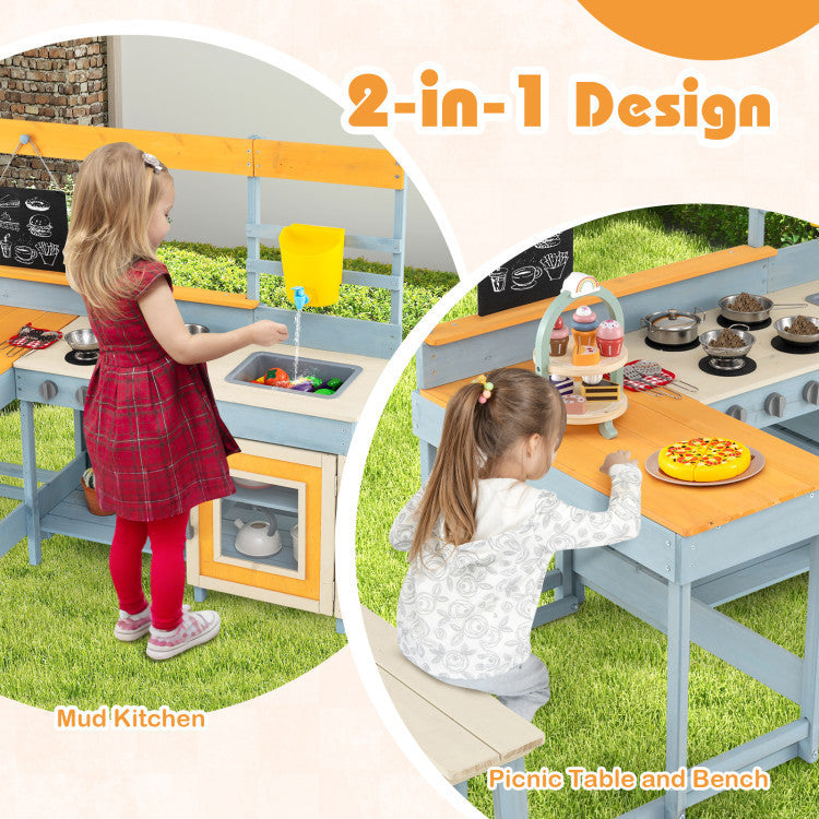 Kids Outdoor Play Complex with BBQ Grill & Picnic Table