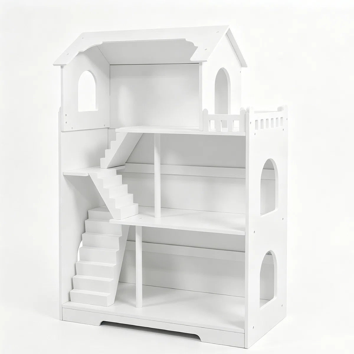 Open-Concept Modern 3-Tier Wooden Dollhouse