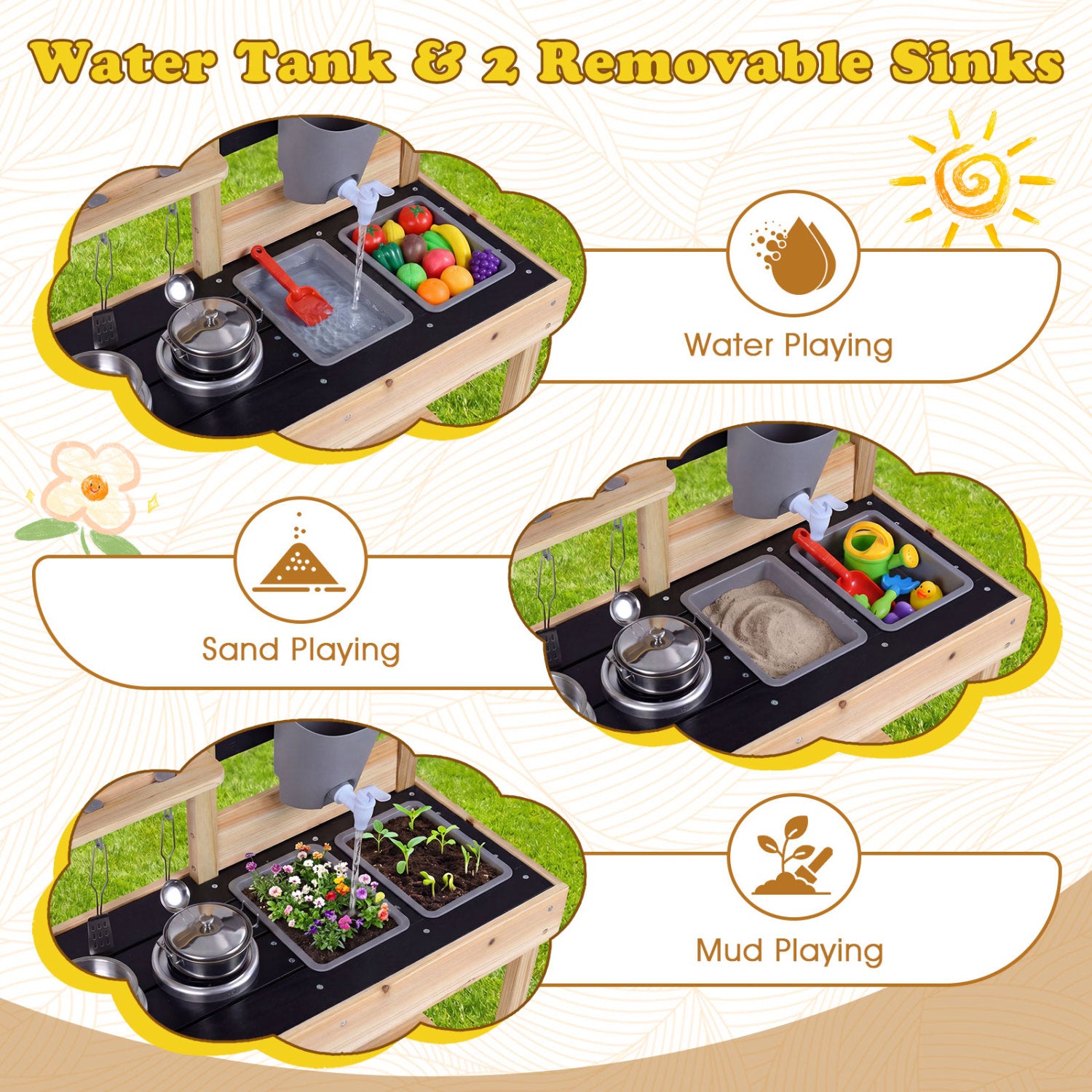 Dual Sink Mud Kitchen for Kids