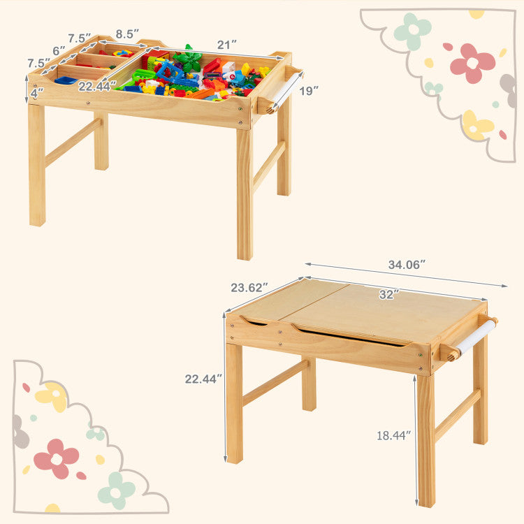 Kids Multi-Activity Desk with Storage & Paper Roll