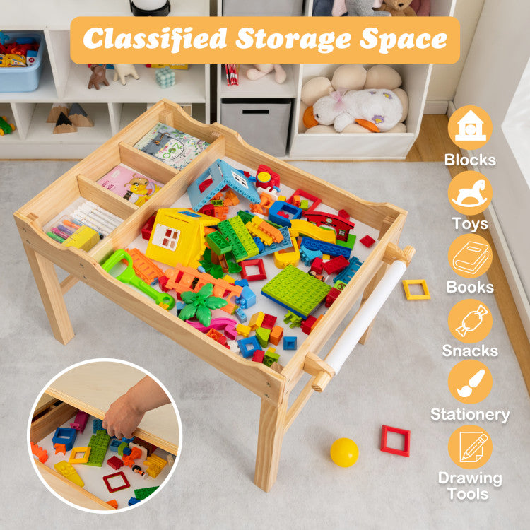 Kids Multi-Activity Desk with Storage & Paper Roll