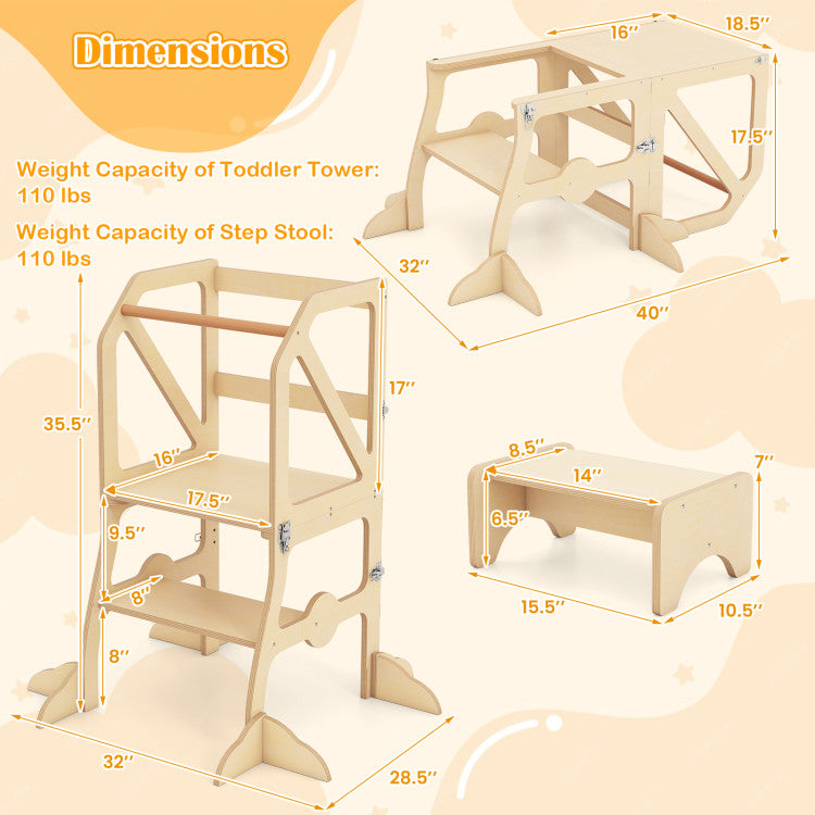 Light Foldable Toddler Tower for Kids' Learning