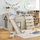 Twin Loft Bed with Slide & Storage Drawers
