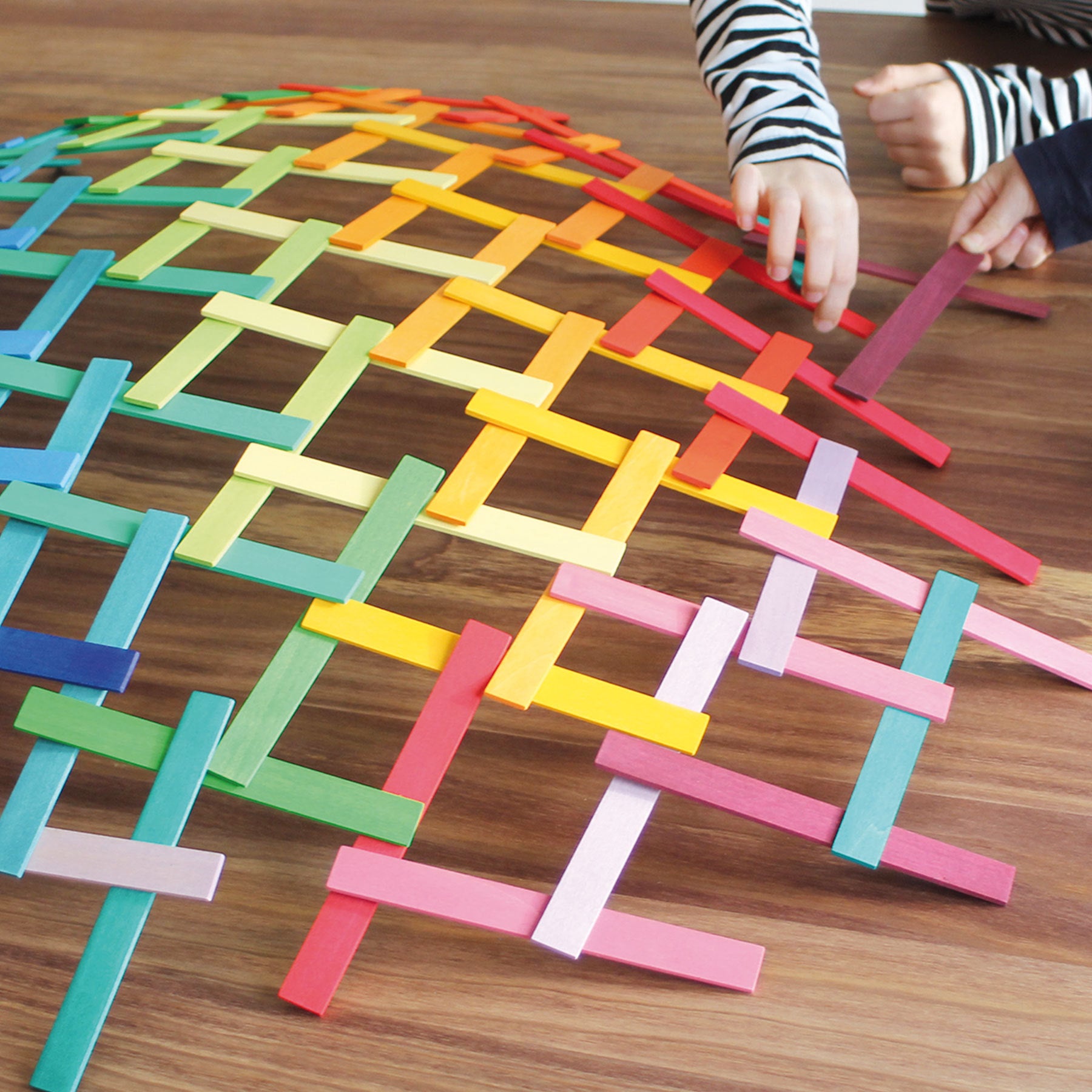 100 Pcs Wooden Da Vinci Bridge Sticks — STEM Construction Set for Kids