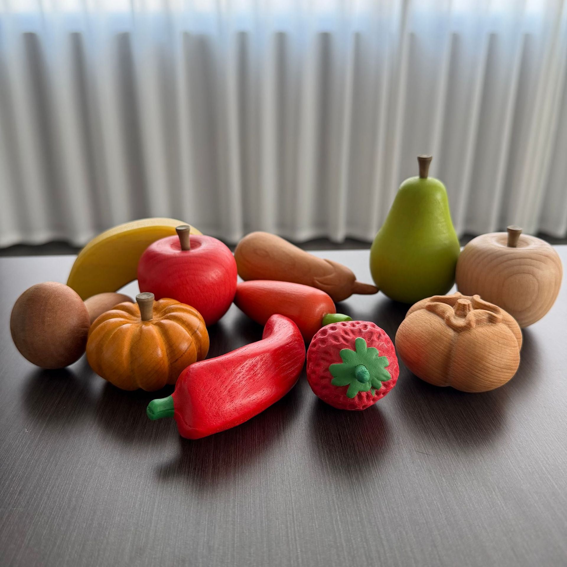 Wooden Fruit & Vegetable Basket Play Set