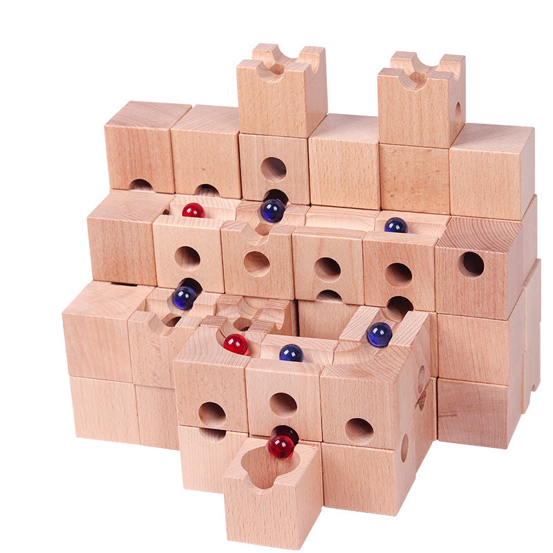 Solid Beech Wood Marble Run Set