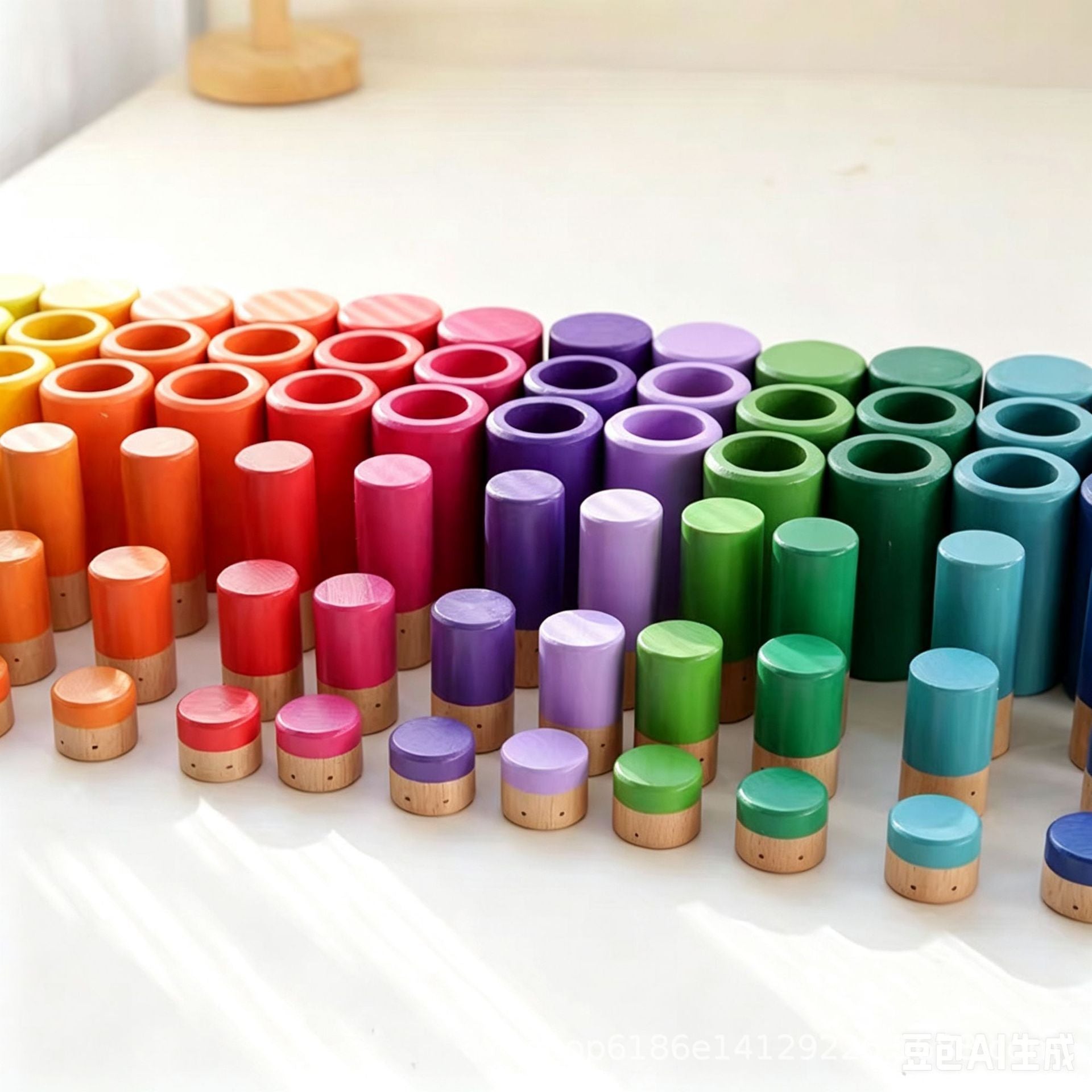 72-Piece Wooden Sorting Open-Ended Waldorf Nesting & Stacking Toy