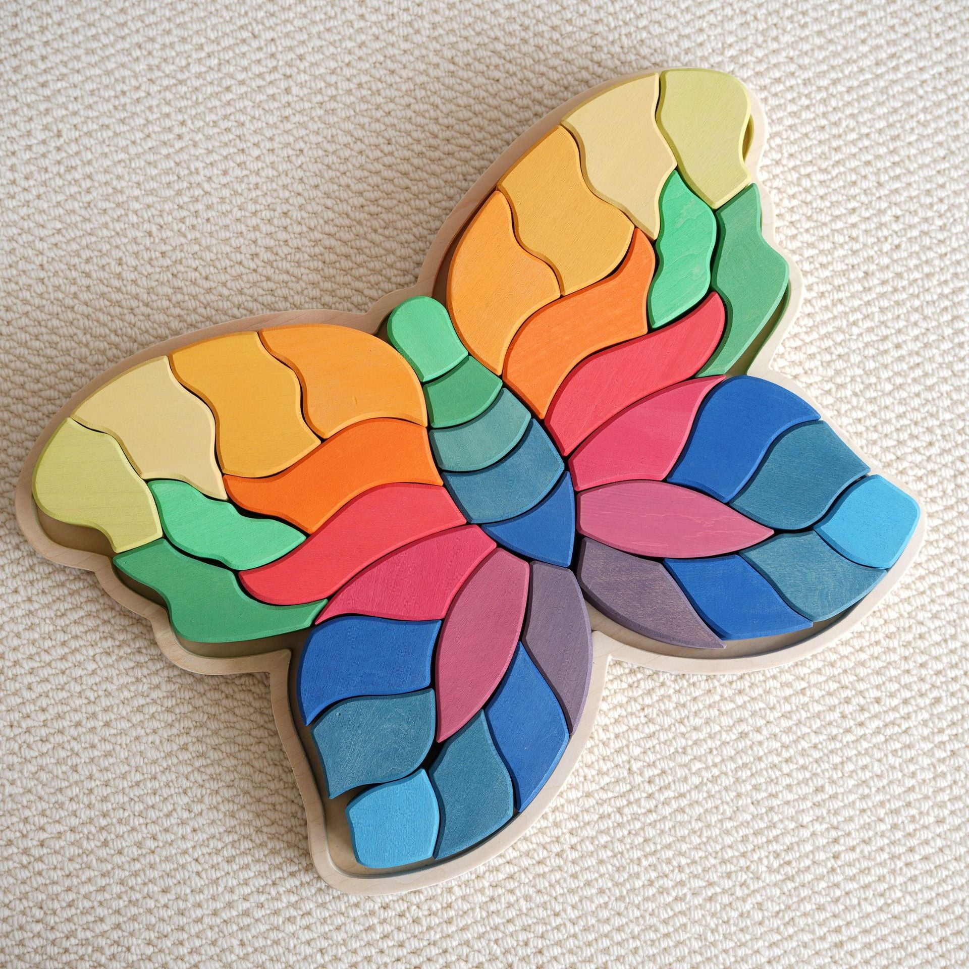 37-Piece Wooden Butterfly Puzzle & Thick Stacking Blocks