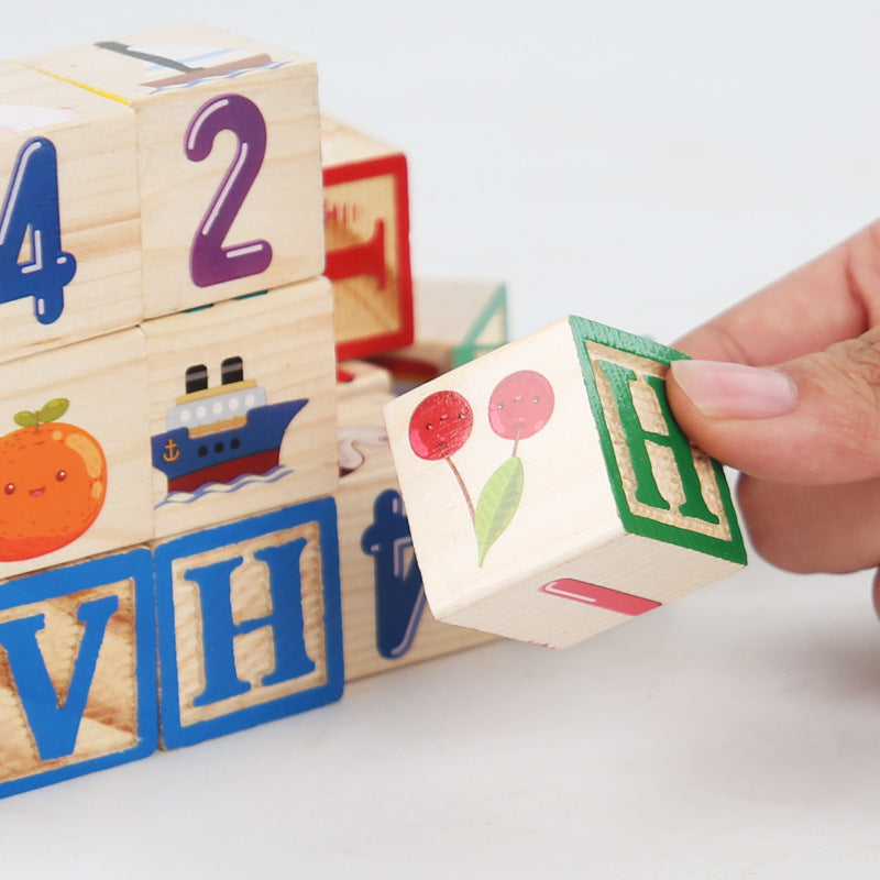 Wooden Stacking Alphabet Puzzle Blocks Set