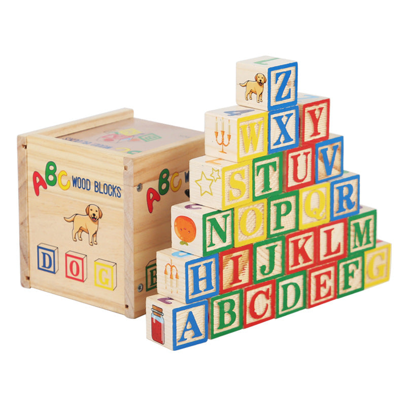 Wooden Stacking Alphabet Puzzle Blocks Set
