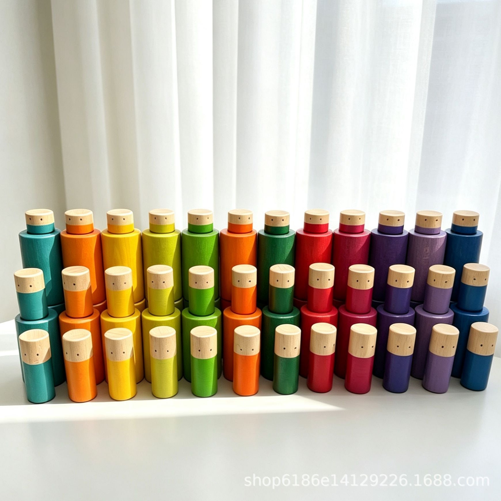 72-Piece Wooden Sorting Open-Ended Waldorf Nesting & Stacking Toy