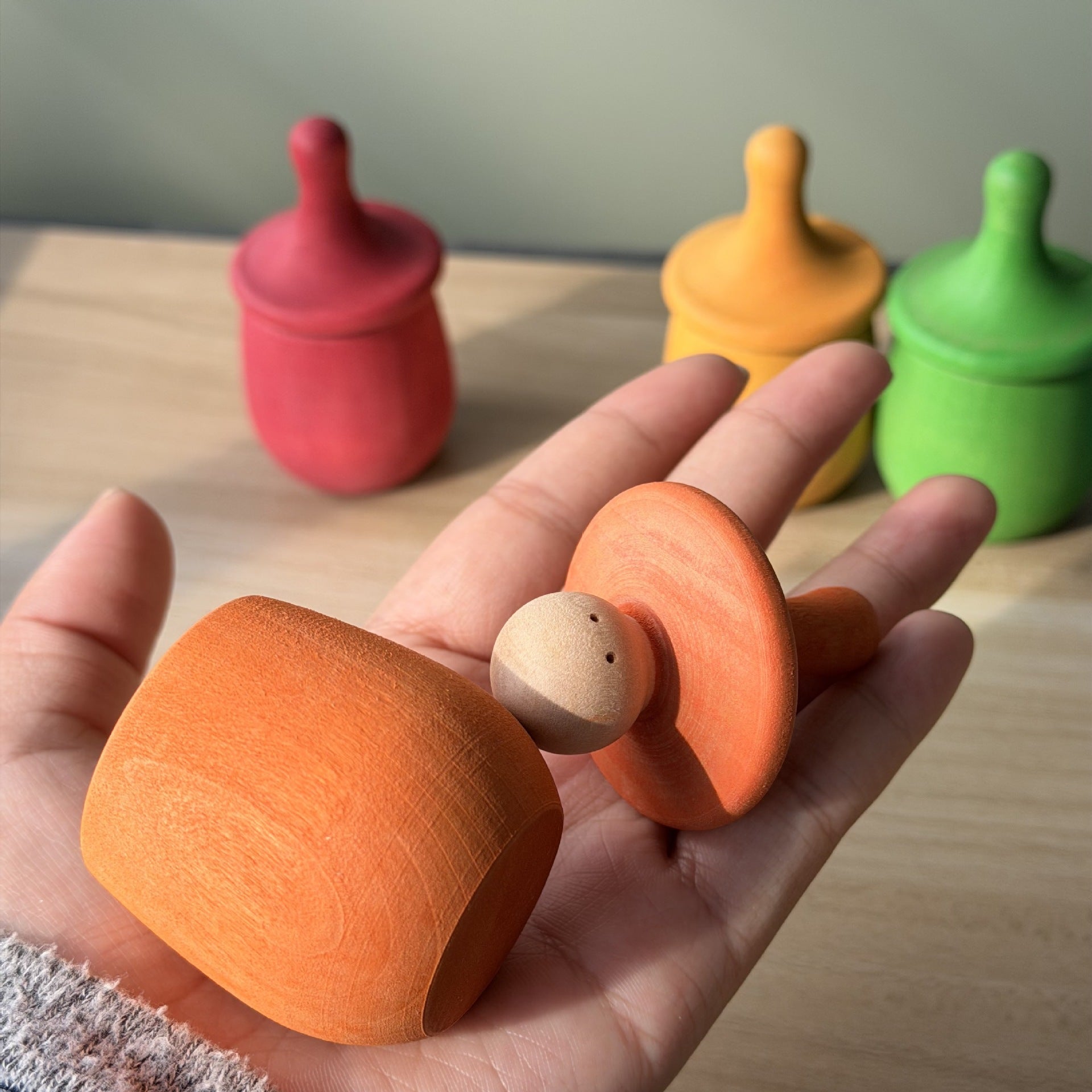 6-Piece Wooden Treasure Boxes & Spinning Tops Set