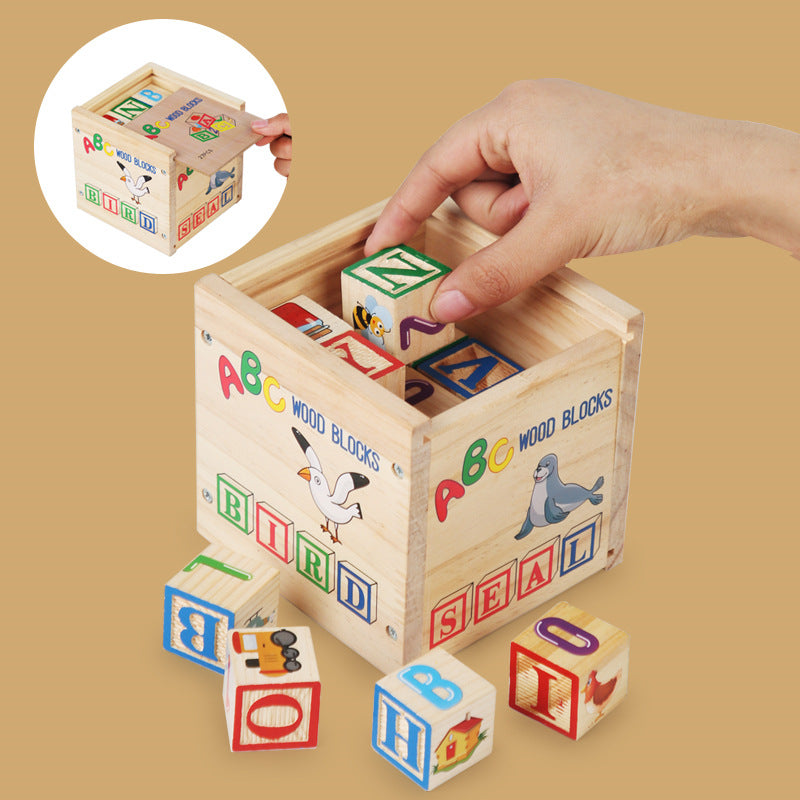 Wooden Stacking Alphabet Puzzle Blocks Set