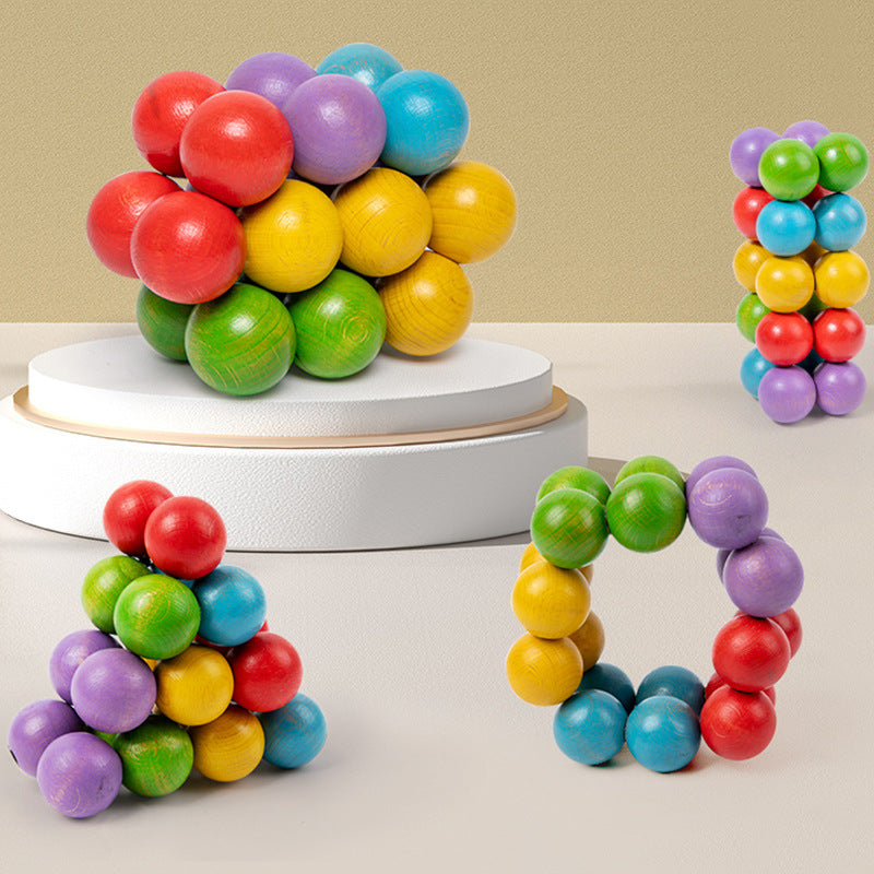 3D Wooden Rainbow Ball Sensory Toy