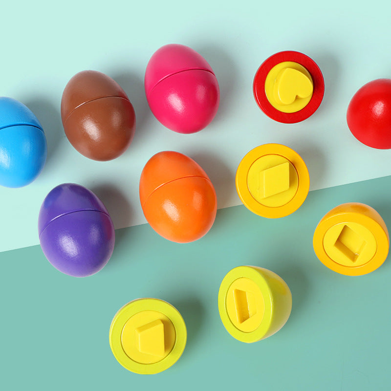 8-Piece Wooden Egg Matching Puzzle