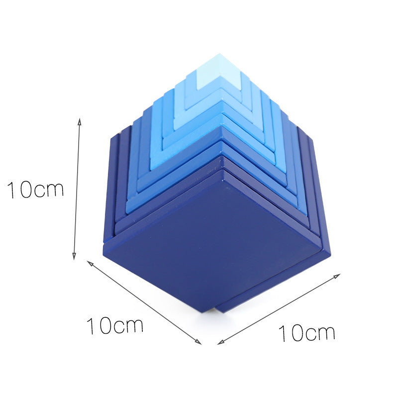 Wooden Montessori 3D Geometric Building Cube Set