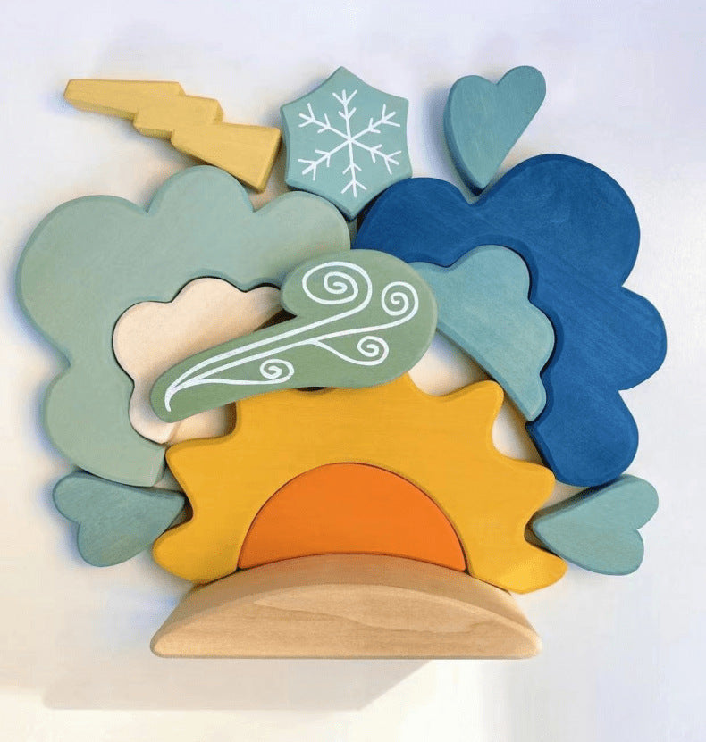 13-Piece Wooden Weather Building & Storytelling Set