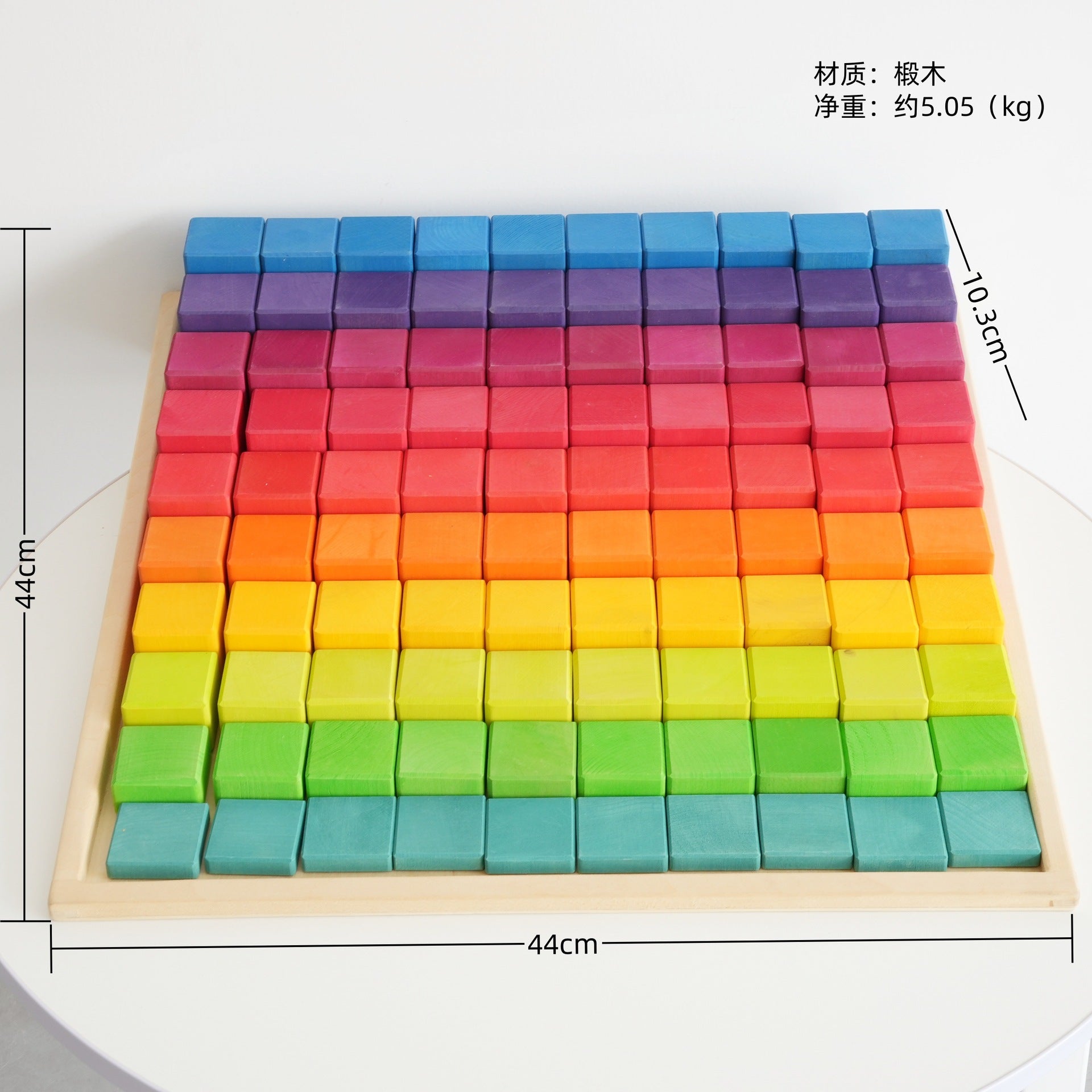 100 Pcs Large Wooden Stepped Counting Blocks Set