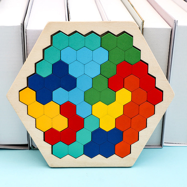 Wooden Hexagon Honeycomb Block Puzzle for Logical Thinking