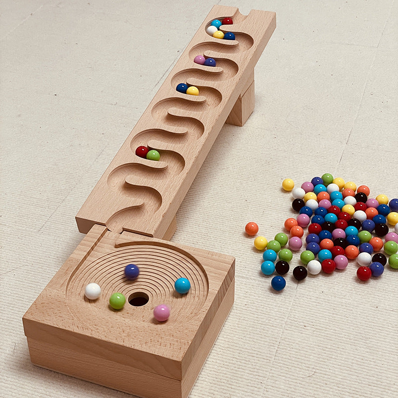 Small Wooden Marble Run Set with 100 Beads