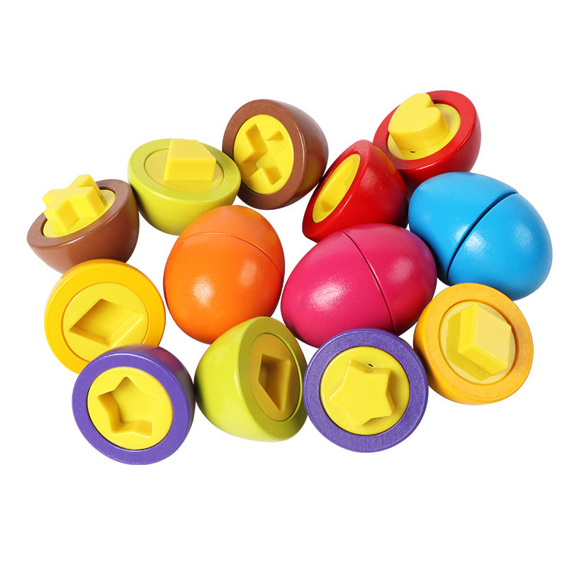 8-Piece Wooden Egg Matching Puzzle