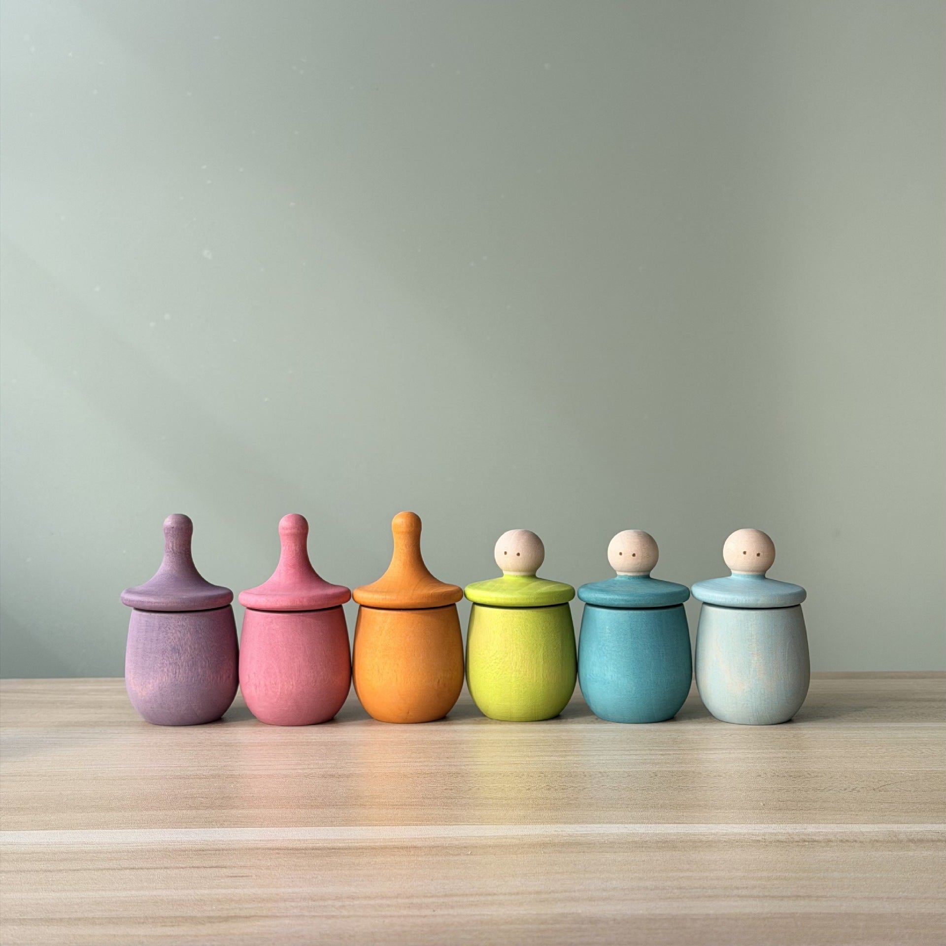 6-Piece Wooden Treasure Boxes & Spinning Tops Set