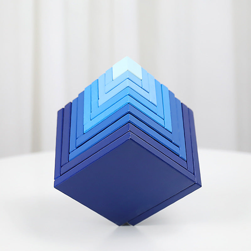 Wooden Montessori 3D Geometric Building Cube Set