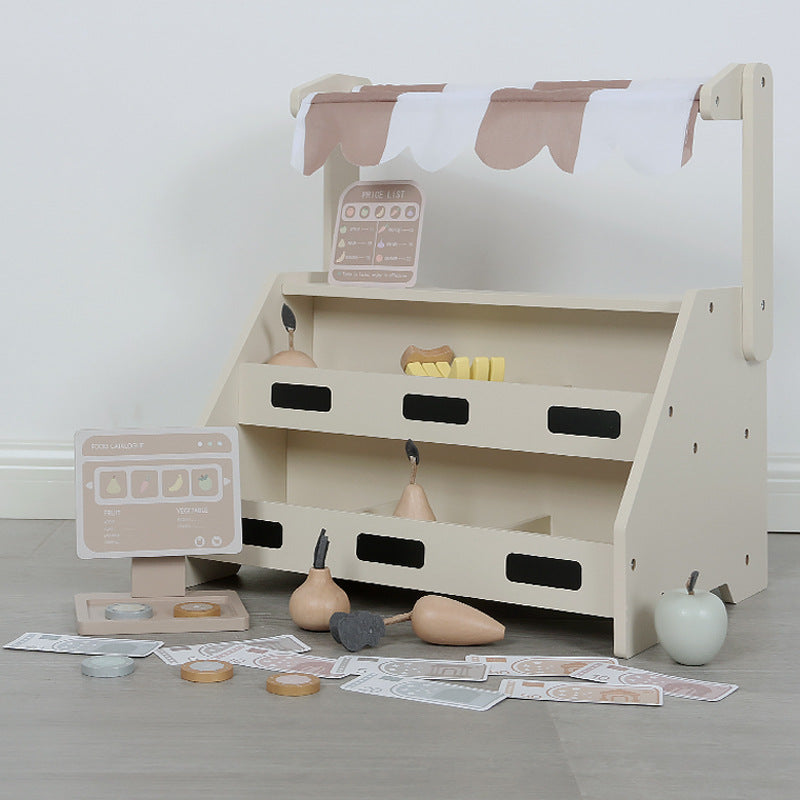 Toddler Pretend Play Market with Wooden Play Food
