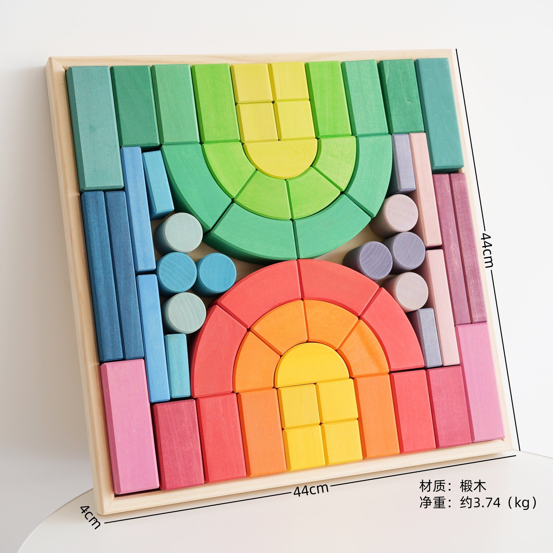 62 Pcs Extra Large Romanesque Wooden Building Blocks Set