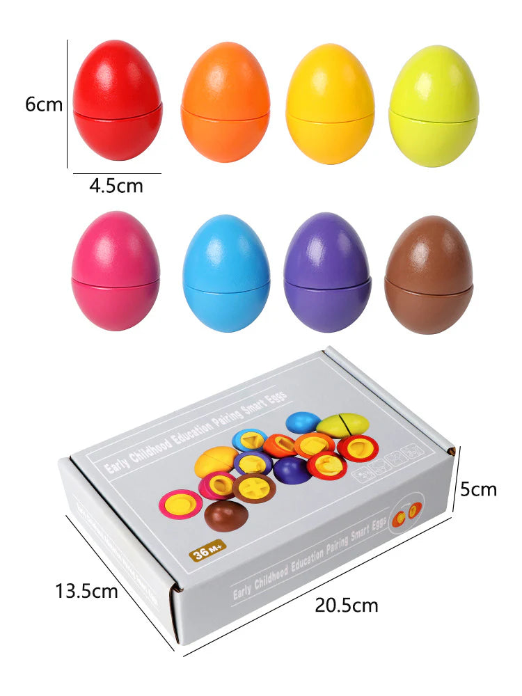 8-Piece Wooden Egg Matching Puzzle