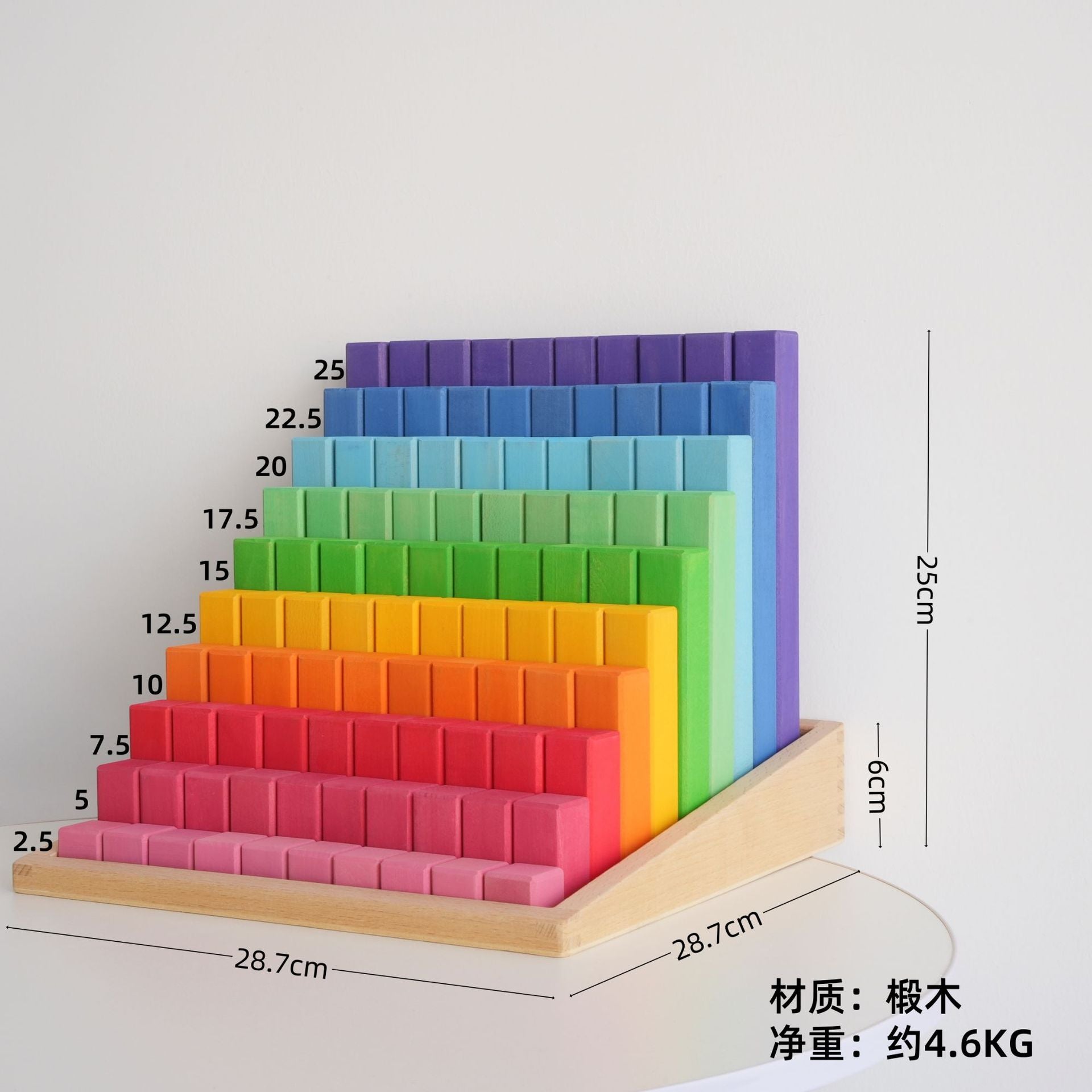 100 Pcs Wooden Prism Stair Building Blocks Set