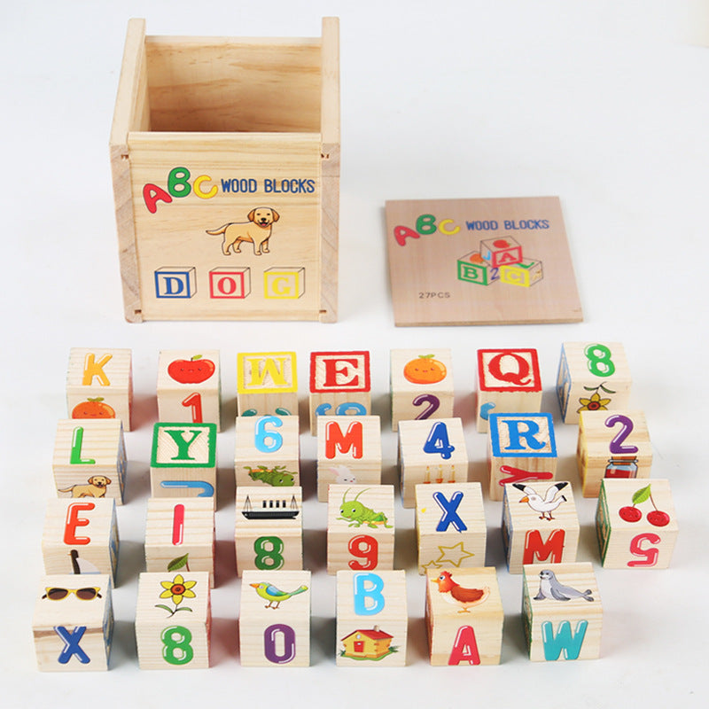 Wooden Stacking Alphabet Puzzle Blocks Set