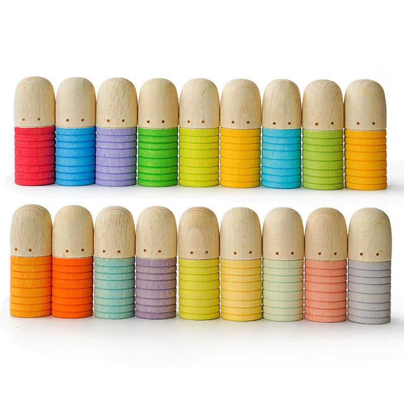 18-Piece Beechwood Open-Ended Small World Figures
