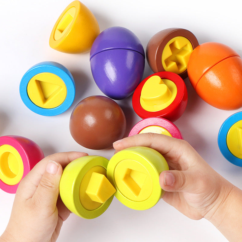8-Piece Wooden Egg Matching Puzzle