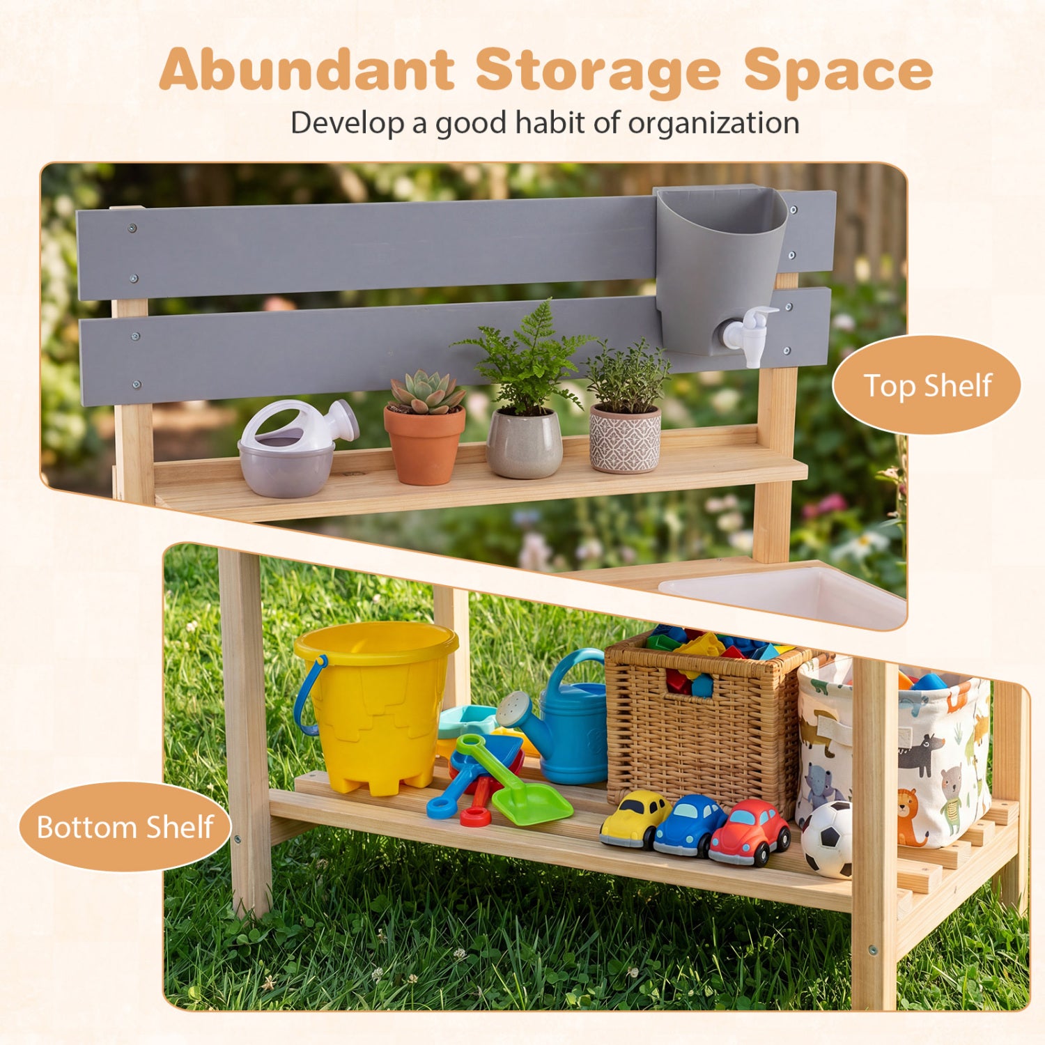 Spacious Outdoor Mud Kitchen with Water Tank & Extended Prep Table