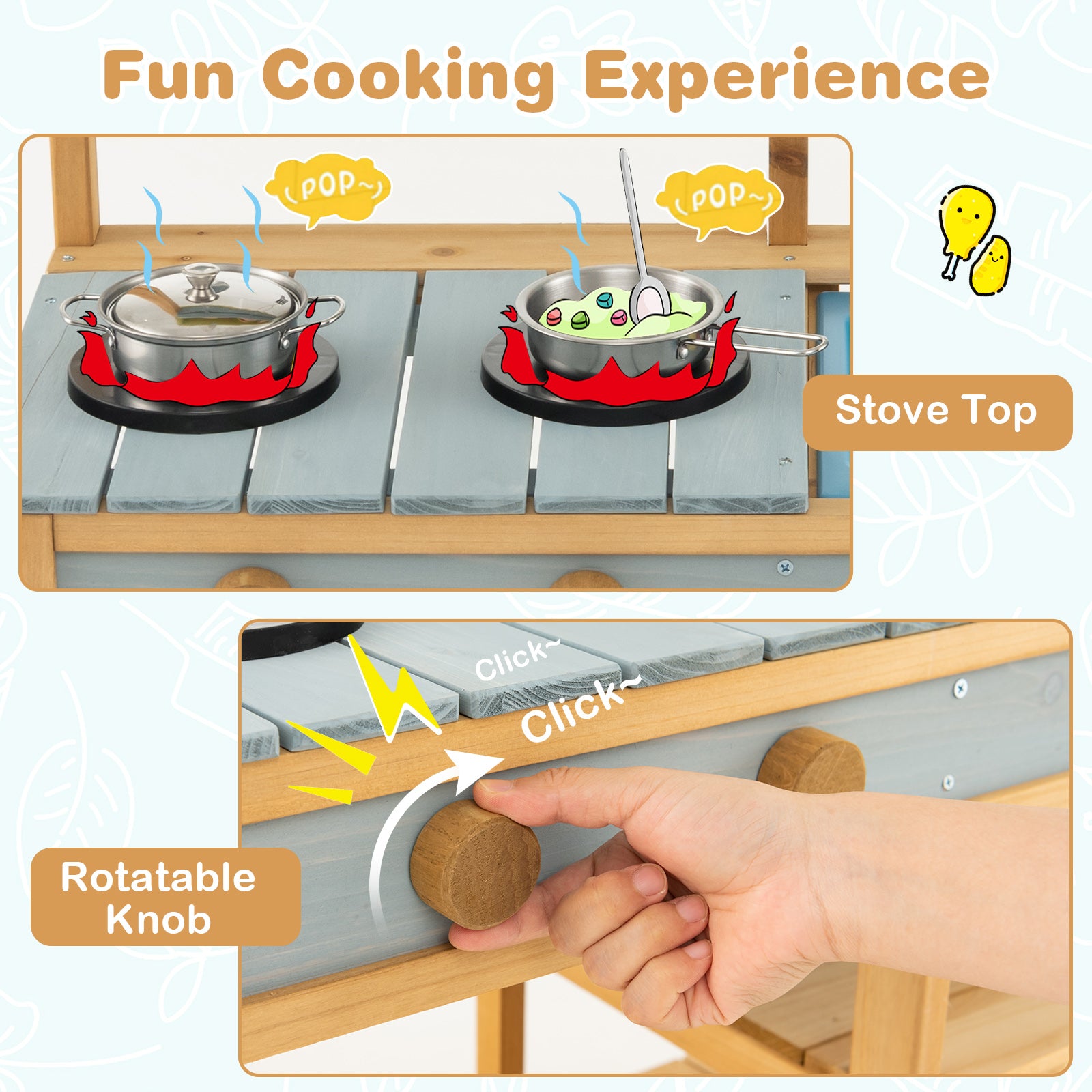 Educational Messy Play Mud Kitchen with Water Box