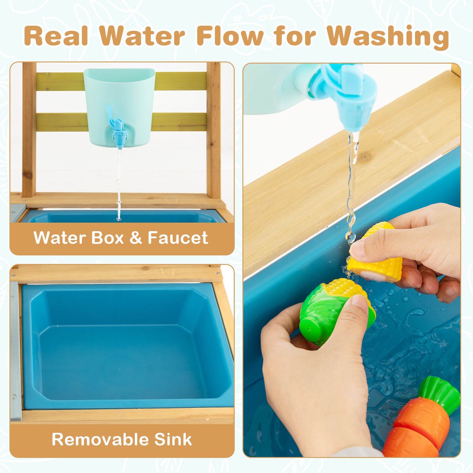 Educational Messy Play Mud Kitchen with Water Box